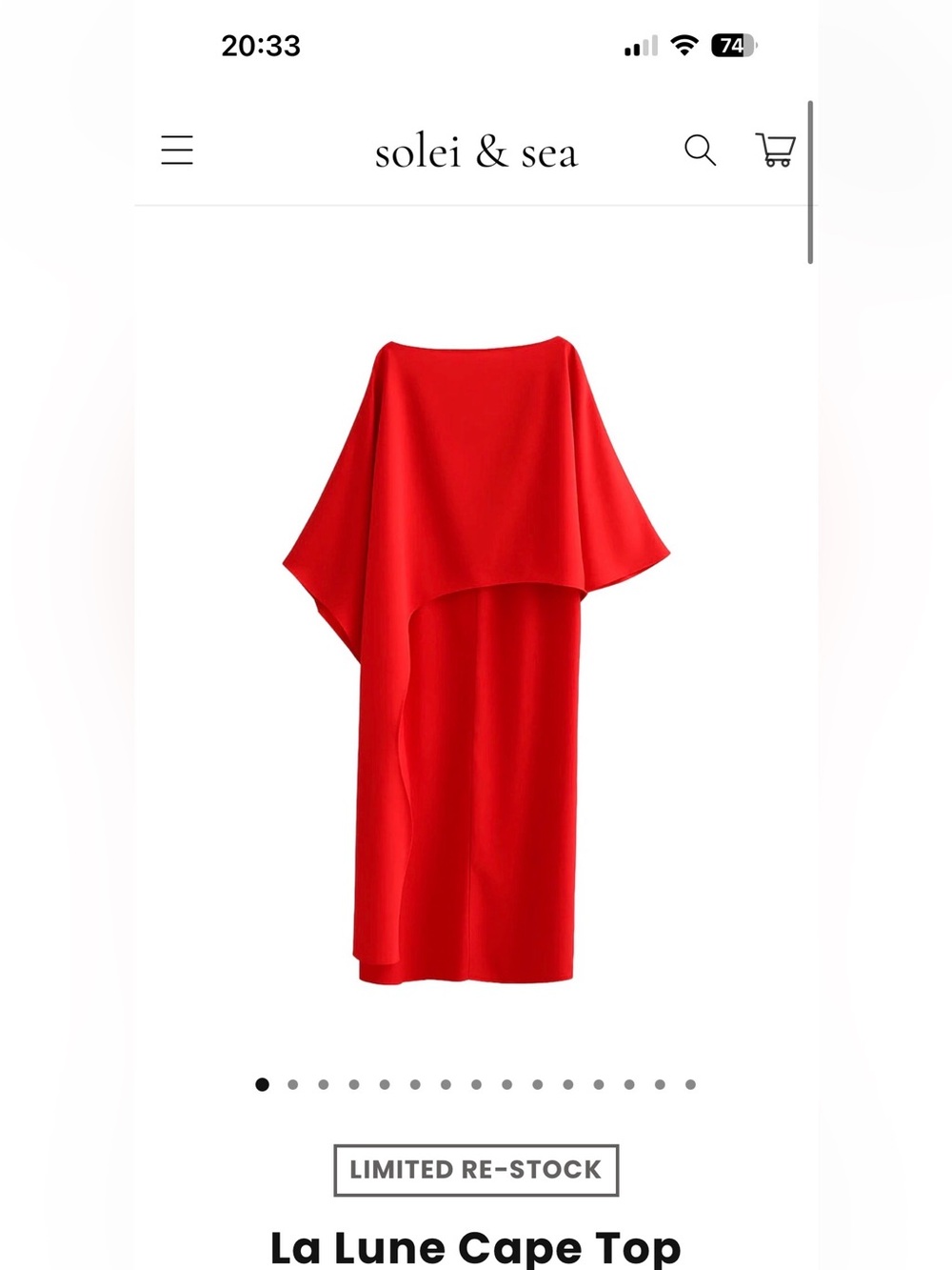 Solei & Sea La Lune Red Cape Top